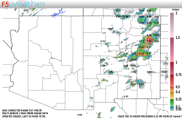 Desert Southwest Live Regional NEXRAD Radar Estimated Precipitation
