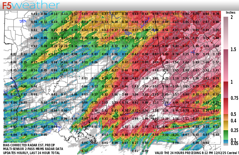 Dixie Live Regional NEXRAD Radar Estimated Precipitation