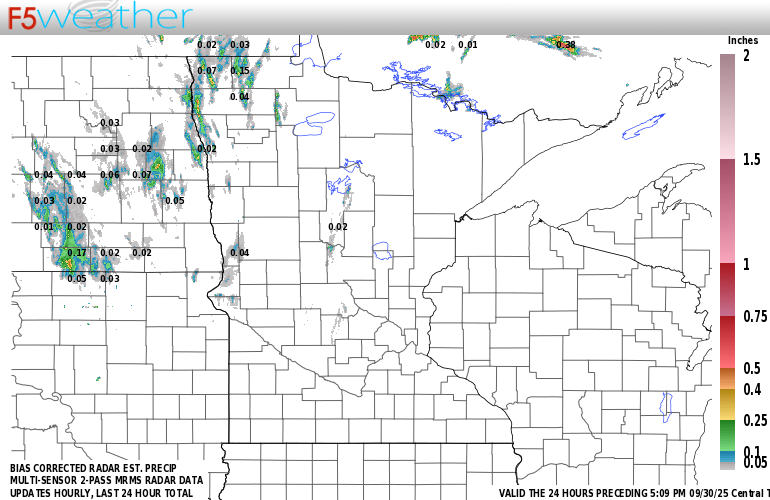 Minnesota Live Regional NEXRAD Radar Estimated Precipitation
