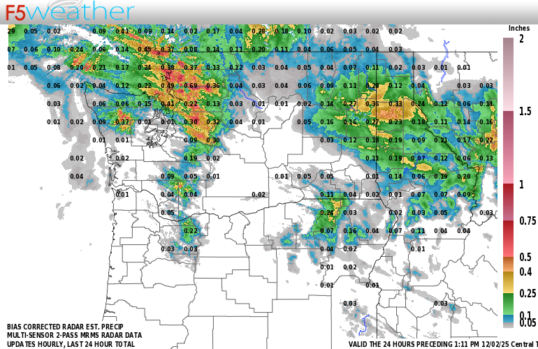 Pacific Northwest Live Regional NEXRAD Radar Estimated Precipitation
