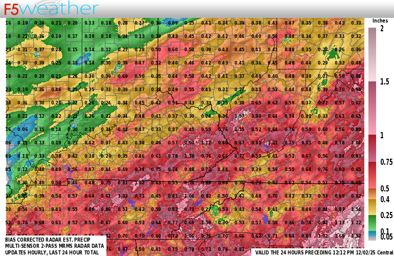 Ohio River Valley Live Regional NEXRAD Radar Estimated Precipitation