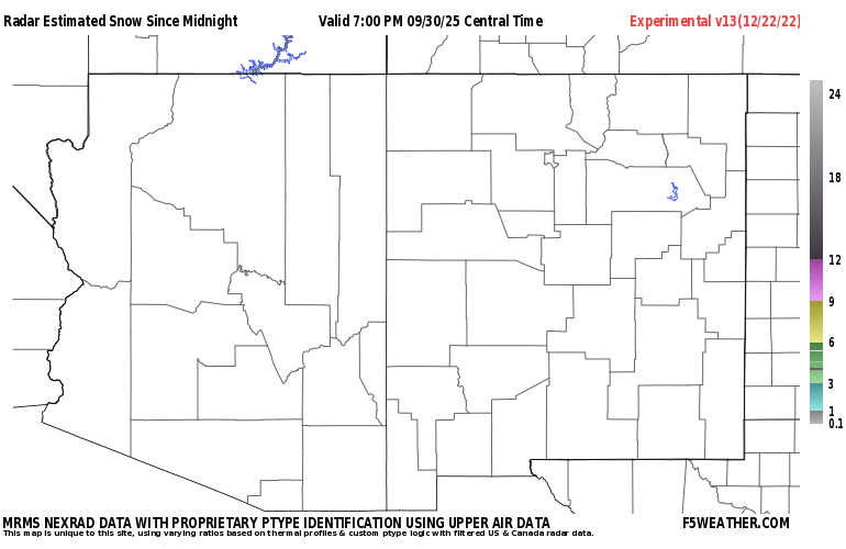 Desert Southwest Live Regional NEXRAD Radar Snowfall Estimate Image