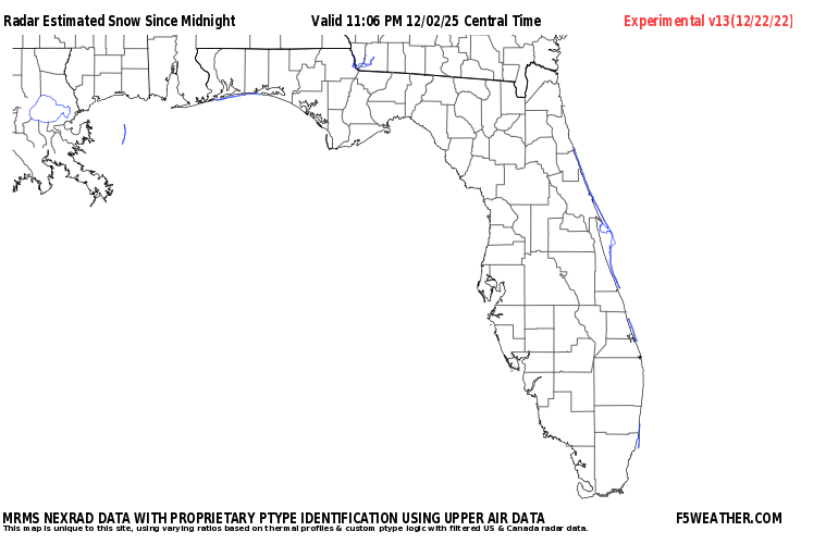 Florida Live Regional NEXRAD Radar Snowfall Estimate Image