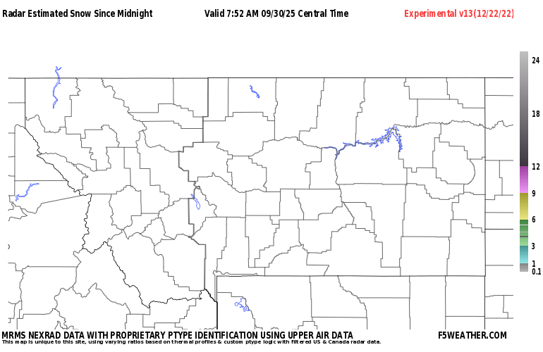 Montana Live Regional NEXRAD Radar Snowfall Estimate Image