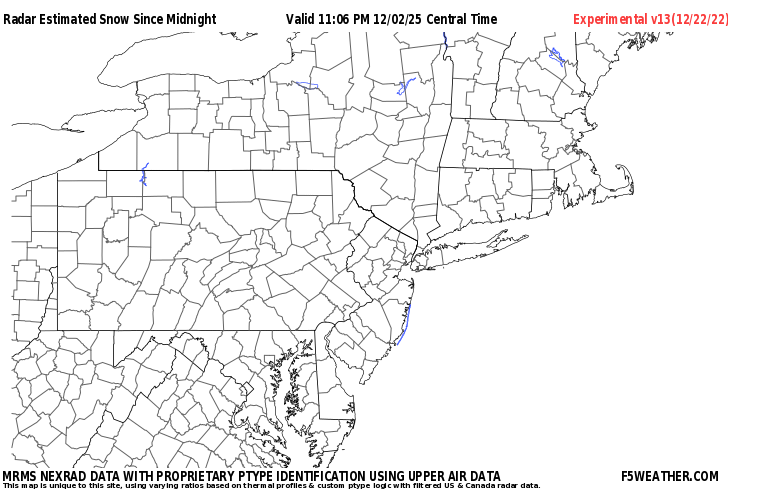NYC Live Regional NEXRAD Radar Snowfall Estimate Image