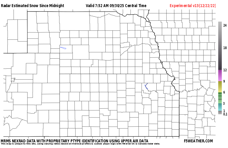 Great Plains Live Regional NEXRAD Radar Snowfall Estimate Image